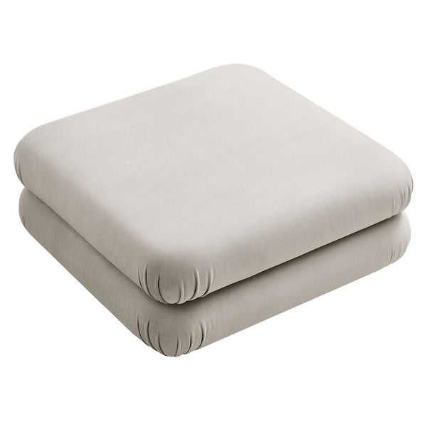 Modway Furniture Jubilee Modular Performance Velvet Tufted Ottoman for Living Room Sectional Seating Almond EEI-6899-ALM