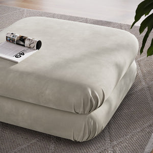 Modway Furniture Jubilee Modular Performance Velvet Tufted Ottoman for Living Room Sectional Seating Almond EEI-6899-ALM