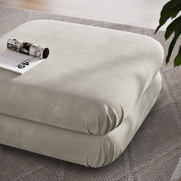 Modway Furniture Jubilee Modular Performance Velvet Tufted Ottoman for Living Room Sectional Seating Almond EEI-6899-ALM