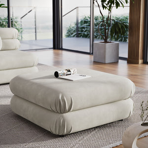 Modway Furniture Jubilee Modular Performance Velvet Tufted Ottoman for Living Room Sectional Seating Almond EEI-6899-ALM