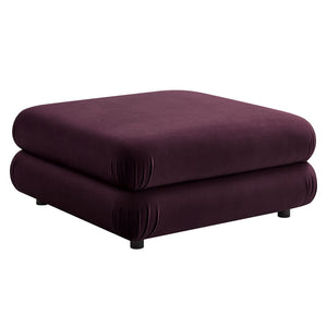 Modway Furniture Jubilee Modular Performance Velvet Tufted Ottoman for Living Room Sectional Seating Mulberry EEI-6899-MUL