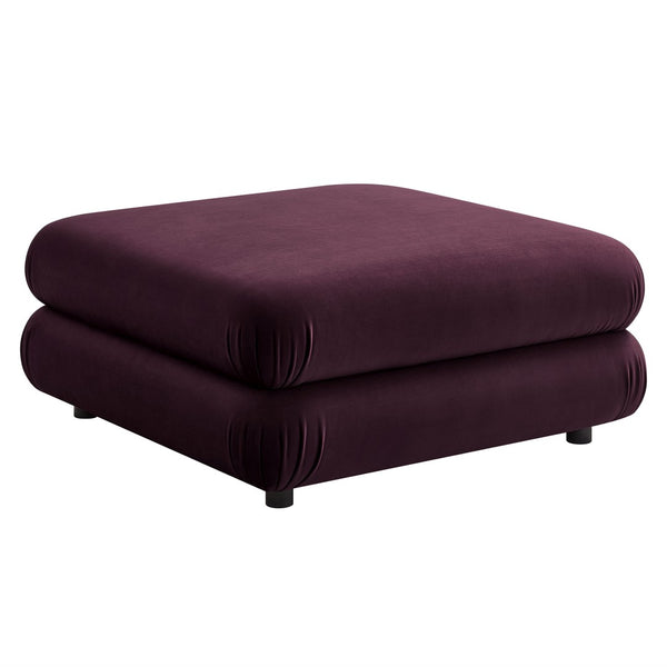 Modway Furniture Jubilee Modular Performance Velvet Tufted Ottoman for Living Room Sectional Seating Mulberry EEI-6899-MUL