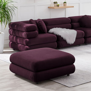 Modway Furniture Jubilee Modular Performance Velvet Tufted Ottoman for Living Room Sectional Seating Mulberry EEI-6899-MUL