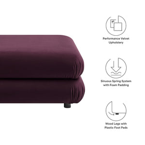 Modway Furniture Jubilee Modular Performance Velvet Tufted Ottoman for Living Room Sectional Seating Mulberry EEI-6899-MUL