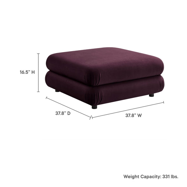 Modway Furniture Jubilee Modular Performance Velvet Tufted Ottoman for Living Room Sectional Seating Mulberry EEI-6899-MUL