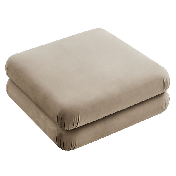 Modway Furniture Jubilee Modular Performance Velvet Tufted Ottoman for Living Room Sectional Seating Taupe EEI-6899-TAU
