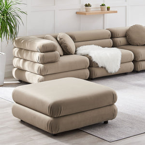 Modway Furniture Jubilee Modular Performance Velvet Tufted Ottoman for Living Room Sectional Seating Taupe EEI-6899-TAU