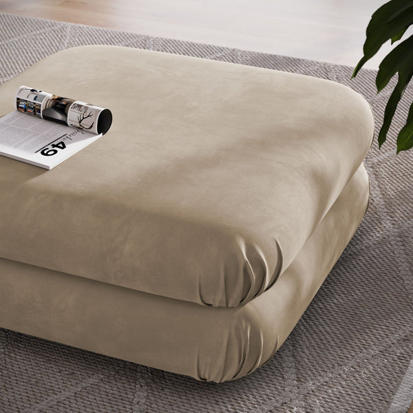 Modway Furniture Jubilee Modular Performance Velvet Tufted Ottoman for Living Room Sectional Seating Taupe EEI-6899-TAU
