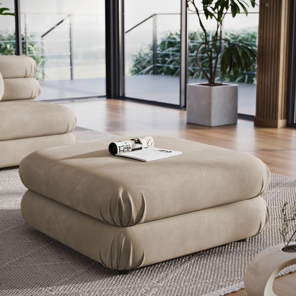 Modway Furniture Jubilee Modular Performance Velvet Tufted Ottoman for Living Room Sectional Seating Taupe EEI-6899-TAU