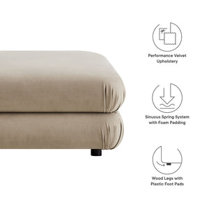 Modway Furniture Jubilee Modular Performance Velvet Tufted Ottoman for Living Room Sectional Seating Taupe EEI-6899-TAU