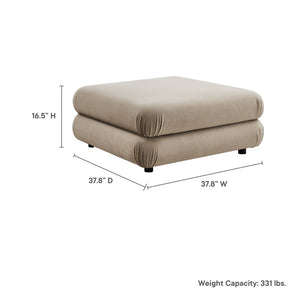 Modway Furniture Jubilee Modular Performance Velvet Tufted Ottoman for Living Room Sectional Seating Taupe EEI-6899-TAU