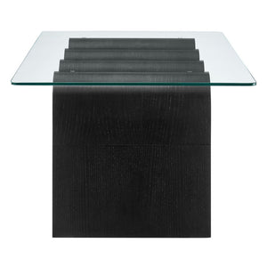 Modway Furniture Ondine Glass Top Coffee Table – Striking Wave-Shape Design with Clear Tempered Glass Surface & Stability Black EEI-6900-BLK