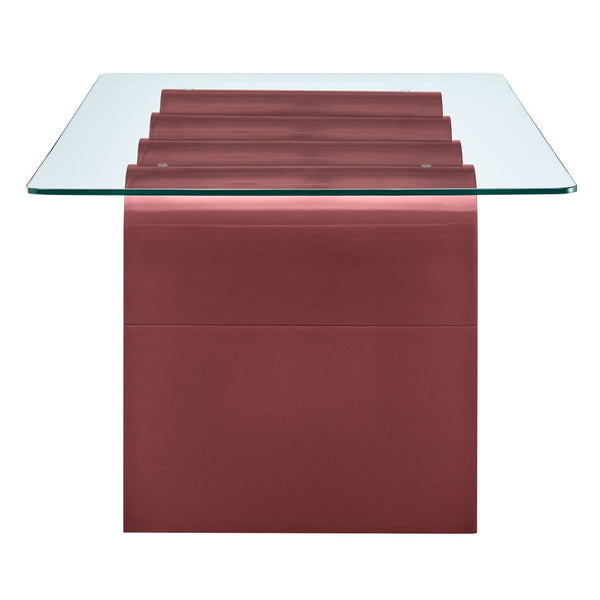 Modway Furniture Ondine Glass Top Coffee Table – Striking Wave-Shape Design with Clear Tempered Glass Surface & Stability Spiced Apple EEI-6900-SPA