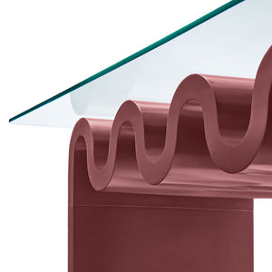 Modway Furniture Ondine Glass Top Coffee Table – Striking Wave-Shape Design with Clear Tempered Glass Surface & Stability Spiced Apple EEI-6900-SPA