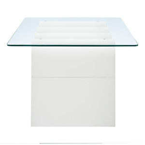 Modway Furniture Ondine Glass Top Coffee Table – Striking Wave-Shape Design with Clear Tempered Glass Surface & Stability White EEI-6900-WHI