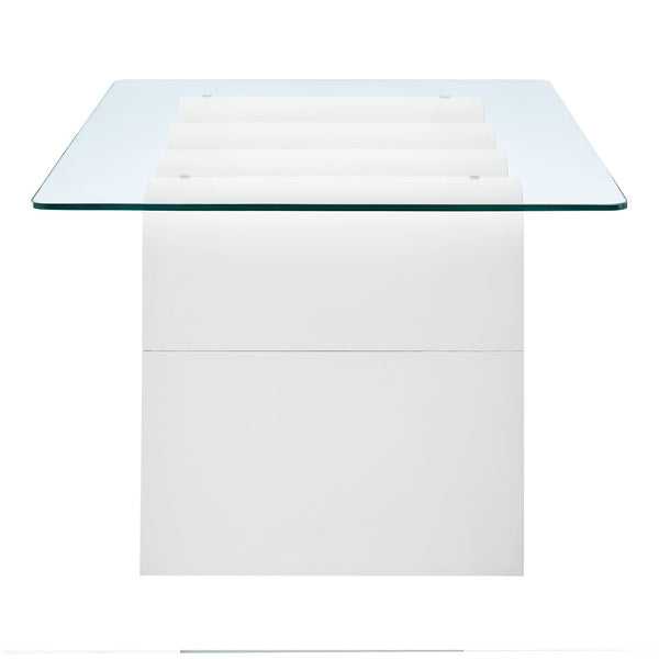 Modway Furniture Ondine Glass Top Coffee Table – Striking Wave-Shape Design with Clear Tempered Glass Surface & Stability White EEI-6900-WHI