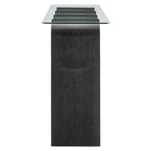 Modway Furniture Ondine Glass Top Console Table - Retro-Modern Design with Wave-Shaped Base for Stylish Interiors Black EEI-6901-BLK