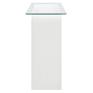 Modway Furniture Ondine Glass Top Console Table - Retro-Modern Design with Wave-Shaped Base for Stylish Interiors White EEI-6901-WHI