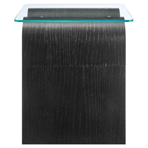 Modway Furniture Ondine Glass Top Side Table – Retro Wave Design with Sturdy Base for Stylish Home Decor & Versatility Black EEI-6902-BLK