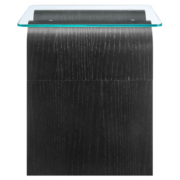 Modway Furniture Ondine Glass Top Side Table – Retro Wave Design with Sturdy Base for Stylish Home Decor & Versatility Black EEI-6902-BLK