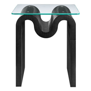 Modway Furniture Ondine Glass Top Side Table – Retro Wave Design with Sturdy Base for Stylish Home Decor & Versatility Black EEI-6902-BLK