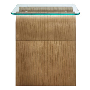 Modway Furniture Ondine Glass Top Side Table – Retro Wave Design with Sturdy Base for Stylish Home Decor & Versatility Natural EEI-6902-NAT