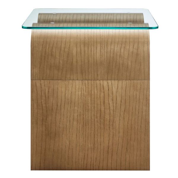 Modway Furniture Ondine Glass Top Side Table – Retro Wave Design with Sturdy Base for Stylish Home Decor & Versatility Natural EEI-6902-NAT