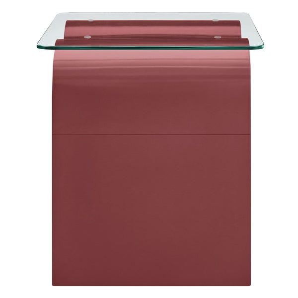 Modway Furniture Ondine Glass Top Side Table – Retro Wave Design with Sturdy Base for Stylish Home Decor & Versatility Spiced Apple EEI-6902-SPA