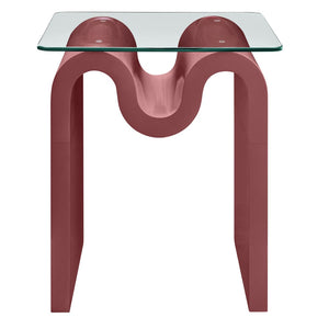 Modway Furniture Ondine Glass Top Side Table – Retro Wave Design with Sturdy Base for Stylish Home Decor & Versatility Spiced Apple EEI-6902-SPA