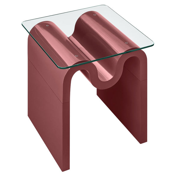 Modway Furniture Ondine Glass Top Side Table – Retro Wave Design with Sturdy Base for Stylish Home Decor & Versatility Spiced Apple EEI-6902-SPA