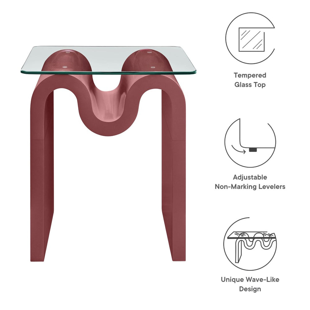 Modway Furniture Ondine Glass Top Side Table – Retro Wave Design with Sturdy Base for Stylish Home Decor & Versatility Spiced Apple EEI-6902-SPA