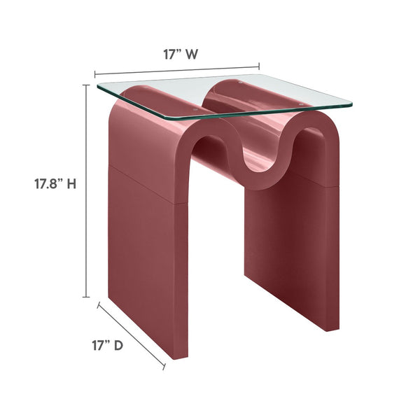 Modway Furniture Ondine Glass Top Side Table – Retro Wave Design with Sturdy Base for Stylish Home Decor & Versatility Spiced Apple EEI-6902-SPA