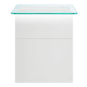 Modway Furniture Ondine Glass Top Side Table – Retro Wave Design with Sturdy Base for Stylish Home Decor & Versatility White EEI-6902-WHI