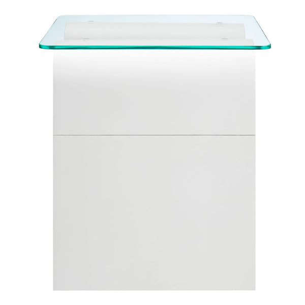 Modway Furniture Ondine Glass Top Side Table – Retro Wave Design with Sturdy Base for Stylish Home Decor & Versatility White EEI-6902-WHI