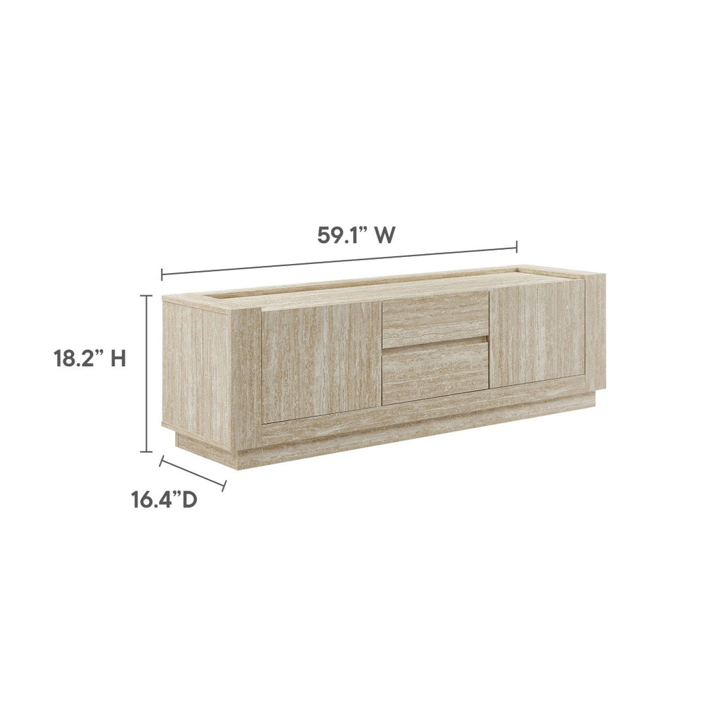 Modway Furniture Hollis Modern 59" Travertine TV Stand - Stylish Media Console with Ample Storage & Floor Protection EEI-6907-TRA