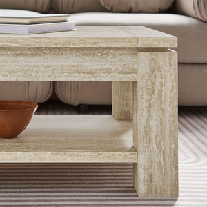 Modway Furniture Hollis Travertine Coffee Table - Modern Elegance with Spacious Storage & Durable Design for Any Space EEI-6908-TRA