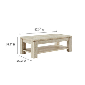 Modway Furniture Hollis Travertine Coffee Table - Modern Elegance with Spacious Storage & Durable Design for Any Space EEI-6908-TRA