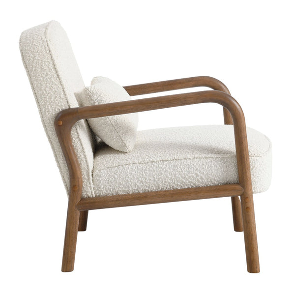 Modway Furniture Charlie Boucle Upholstered Armchair - Mid-Century Modern Accent Chair with Soft Fabric & Wood Arms EEI-6909-IVO
