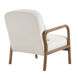 Modway Furniture Charlie Boucle Upholstered Armchair - Mid-Century Modern Accent Chair with Soft Fabric & Wood Arms EEI-6909-IVO