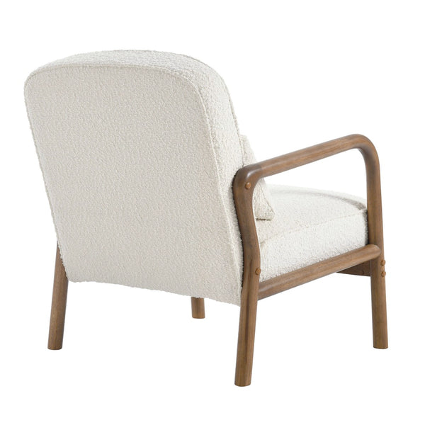 Modway Furniture Charlie Boucle Upholstered Armchair - Mid-Century Modern Accent Chair with Soft Fabric & Wood Arms EEI-6909-IVO