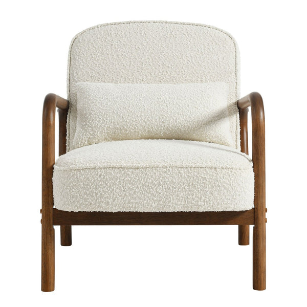 Modway Furniture Charlie Boucle Upholstered Armchair - Mid-Century Modern Accent Chair with Soft Fabric & Wood Arms EEI-6909-IVO