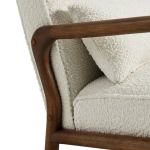 Modway Furniture Charlie Boucle Upholstered Armchair - Mid-Century Modern Accent Chair with Soft Fabric & Wood Arms EEI-6909-IVO