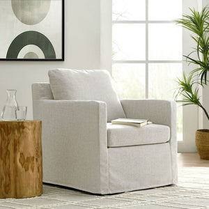 Modway Furniture Serene Slipcovered Swivel Armchair with Plush Cushioning for Modern Living Spaces and Comfort Linen EEI-6910-LIN