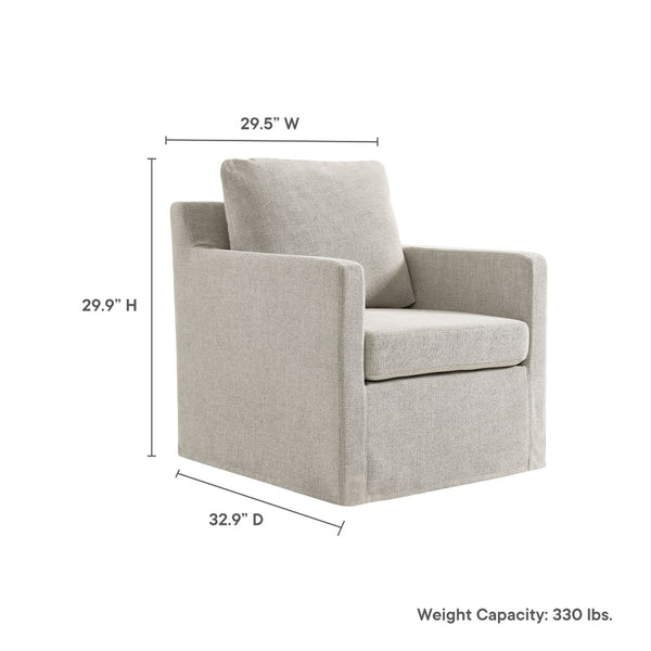 Modway Furniture Serene Slipcovered Swivel Armchair with Plush Cushioning for Modern Living Spaces and Comfort Linen EEI-6910-LIN