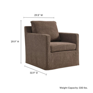 Modway Furniture Serene Slipcovered Swivel Armchair with Plush Cushioning for Modern Living Spaces and Comfort Mocha EEI-6910-MOC