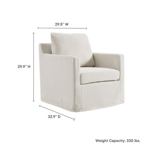 Modway Furniture Serene Slipcovered Swivel Armchair with Plush Cushioning for Modern Living Spaces and Comfort Salt EEI-6910-SAL
