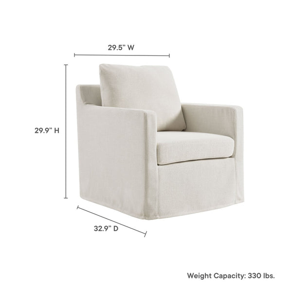 Modway Furniture Serene Slipcovered Swivel Armchair with Plush Cushioning for Modern Living Spaces and Comfort Salt EEI-6910-SAL