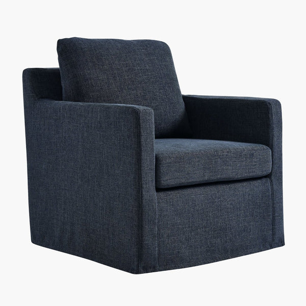 Modway Furniture Serene Slipcovered Swivel Armchair with Plush Cushioning for Modern Living Spaces and Comfort Slate Blue EEI-6910-SLB