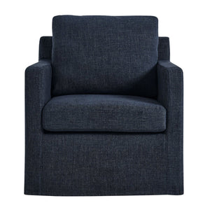 Modway Furniture Serene Slipcovered Swivel Armchair with Plush Cushioning for Modern Living Spaces and Comfort Slate Blue EEI-6910-SLB