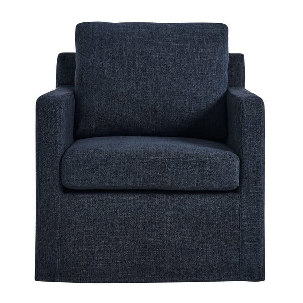 Modway Furniture Serene Slipcovered Swivel Armchair with Plush Cushioning for Modern Living Spaces and Comfort Slate Blue EEI-6910-SLB